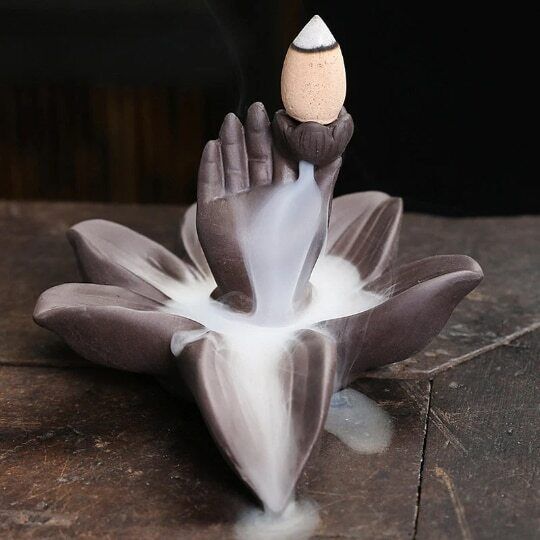 Buddha Hand Incense Holder Lotus Incense Burner for Cones Household Decoraton