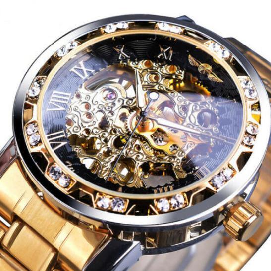 Men's Watches Skeleton Watch Mechanical Movement Stainless Steel Transparent Uk