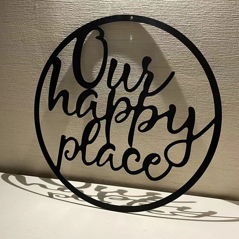Our Happy Place Metal Wall Sign Metal Wall Hanging Art Outdoor Plaque Wall Decor