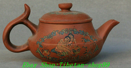 Old China Yixing Zisha Pottery Man Woman Love Intercourse Teapot Teakettle