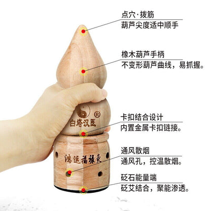 Stone Needle Moxibustion Box Wooden Gourd Hanging Moxibustion Pot 木制八卦葫芦悬灸罐防烫艾灸盒