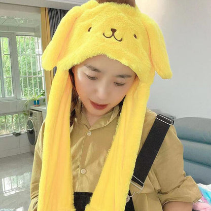 Women Kuromi Melody Plush Cap Cinnamoroll Moving Ear UP Hat Airbag Cap Doll Hats