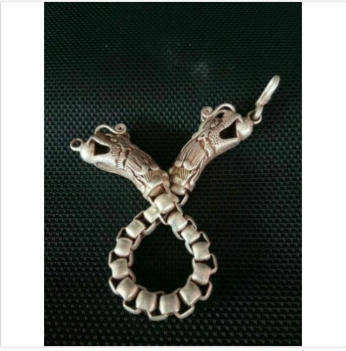 Collectible Chinese Tibet Silver Bangle Handwork Auspicious Dragon Bracelet