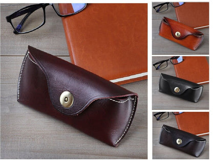 Men Women Glasses Cases Eyewear Holder Storage Box Pouch Leather Belt Bag 17x7cm
