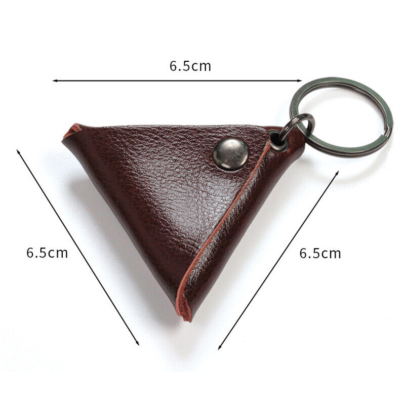 Triangle Leather Guitar Picks Bag Keychain Storage Case for Guitar Ukulele Pick
