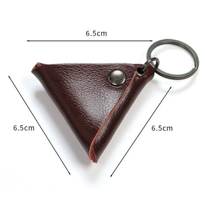 Triangle Leather Guitar Picks Bag Keychain Storage Case for Guitar Ukulele Pick