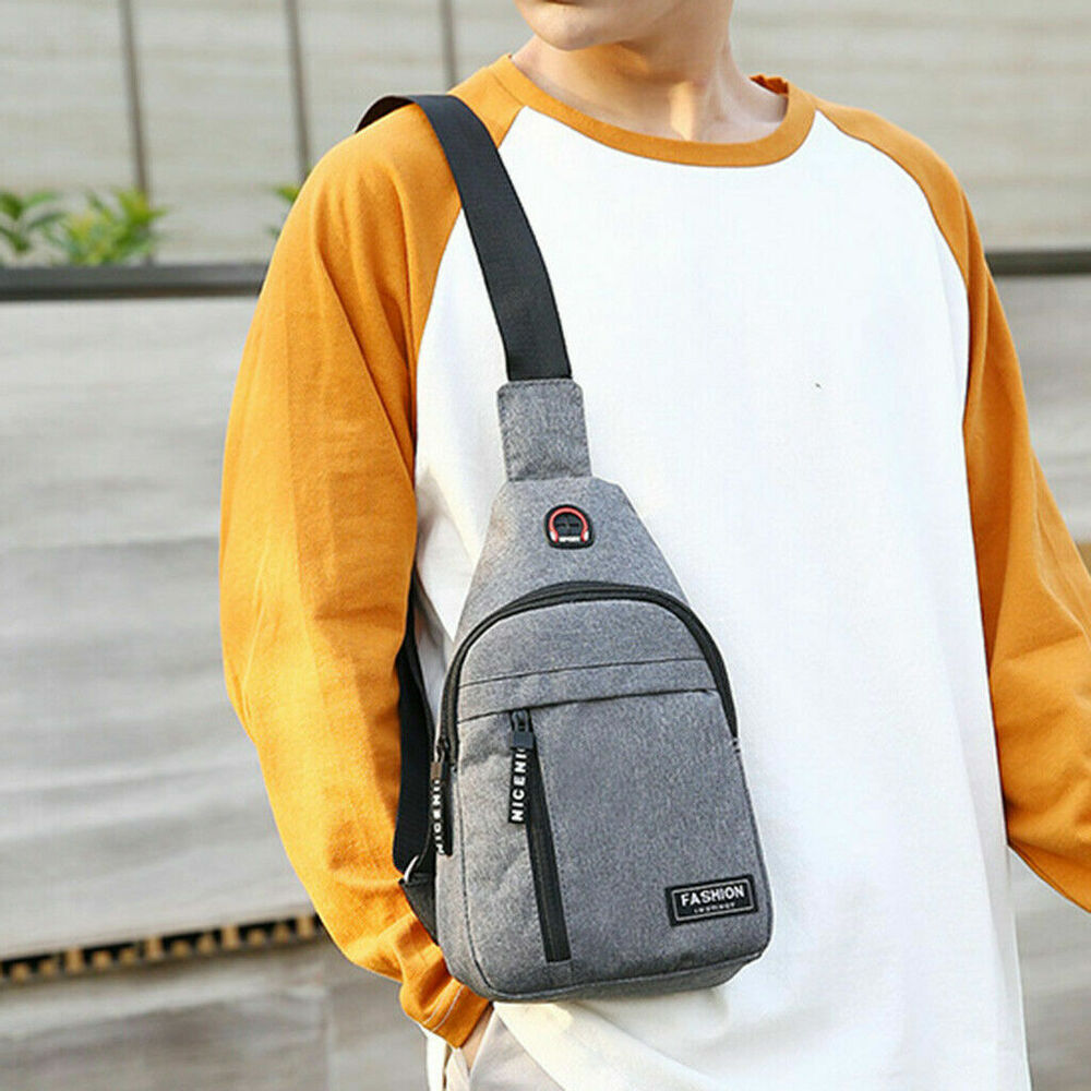 Men Nylon Shoulder Bags Sling Bag Sport Shoulder Chest Canvas Messenger Bag