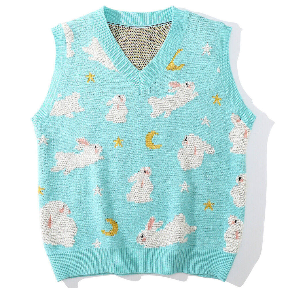 Knitted Sweater Vest Sleeveless Top Men Women Tank Oversize Pullover Clothes