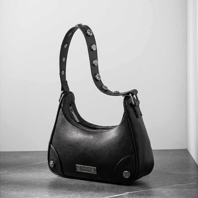 Underarm Bag Leather Rivet Shoulder Handbag Fashion Punk Style Luxury 24*12*7CM