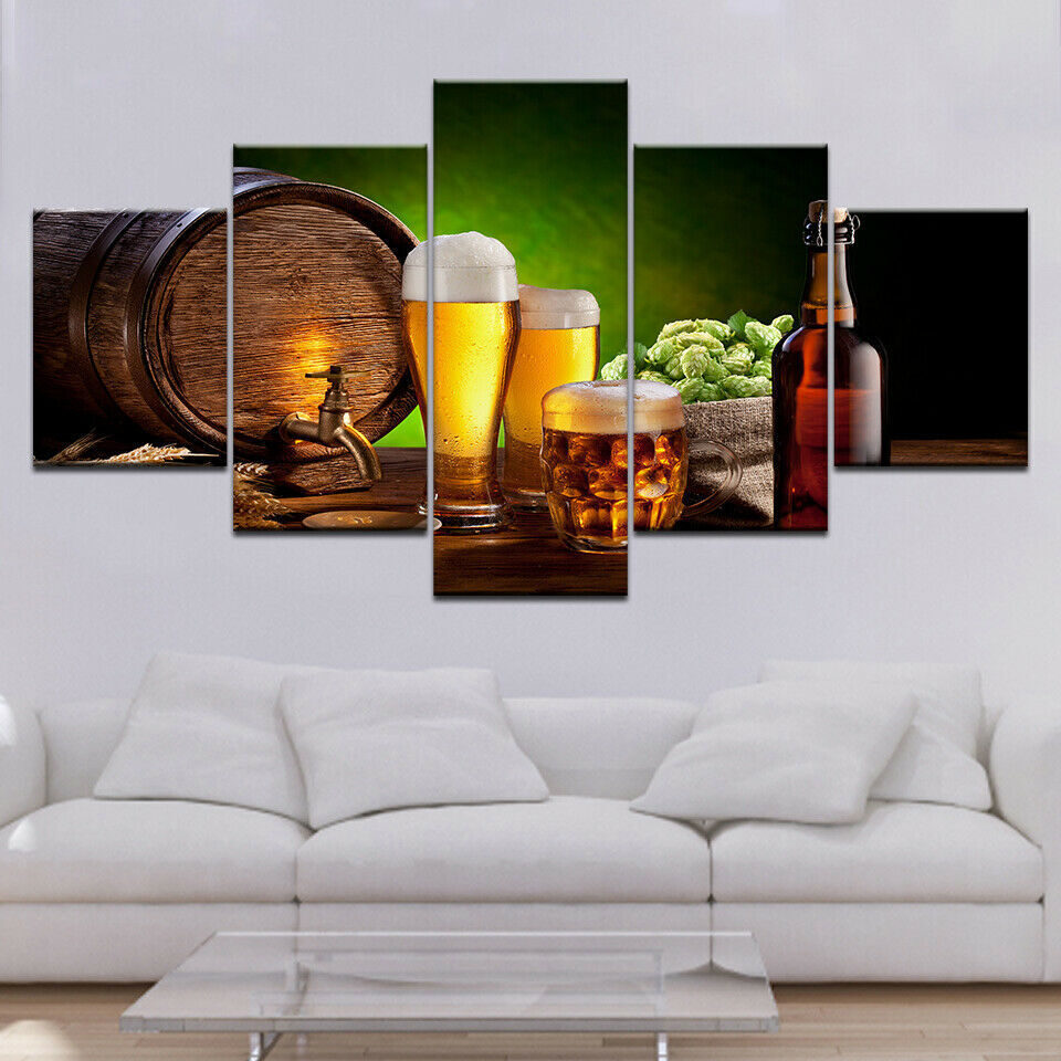 HD Home Decoration Modern Canvas Living Room Printed 5P Beer Barrel No Framed