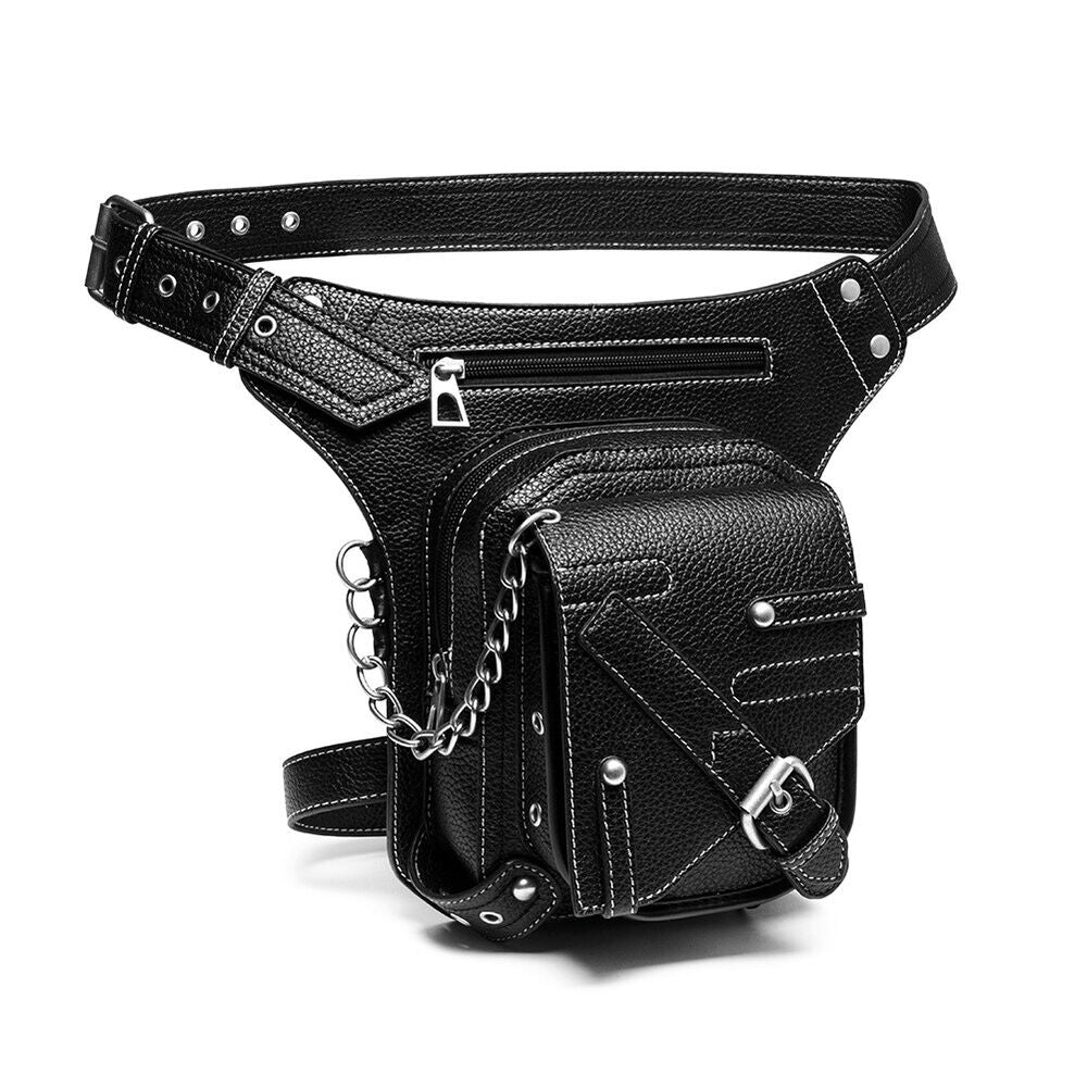 Lady's Leather Leg Drop Belt Bag Punk Rock Motorcycle Thigh Hip Waist Fanny Pack