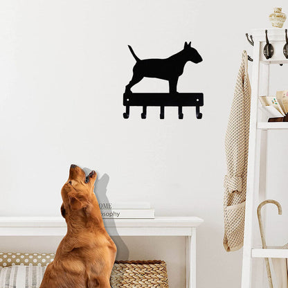 Bull Terrier Dog - Key Hooks & Keychain Holder-6 inch/9 inch Wide Metal Wall Art