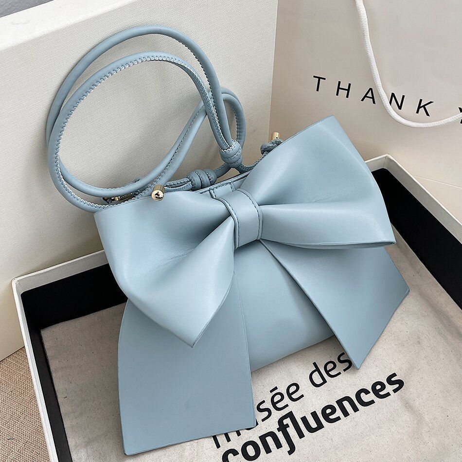 Elegant Bow Underarm Bag Synthetic Leather Shoulder Messenger Bag Purse Handbags