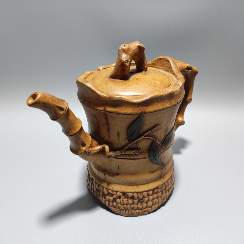 Vintage Chinese Yixing Purple Clay Teapot Zisha Ceramic Bamboo Nice Teaware Art