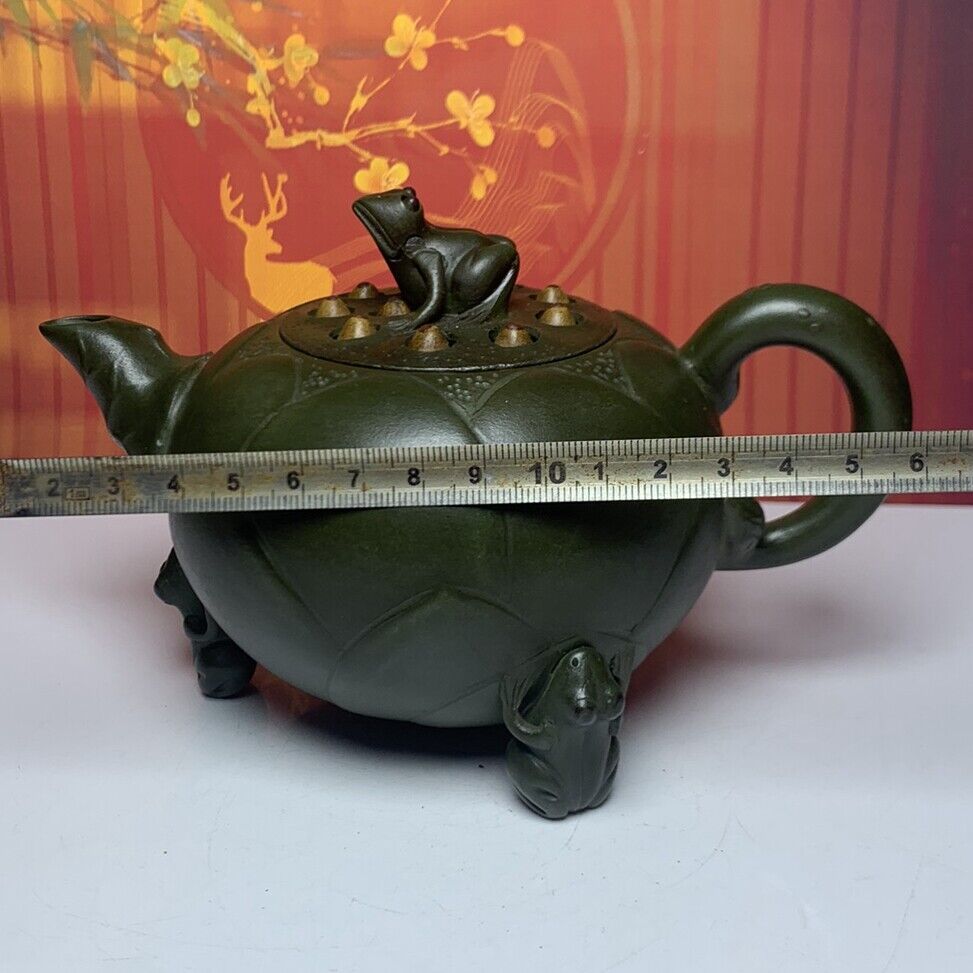 Vintage Chinese Yixing Purple Clay Teapot Zisha Ceramic Frog Lotus Teaware Nice
