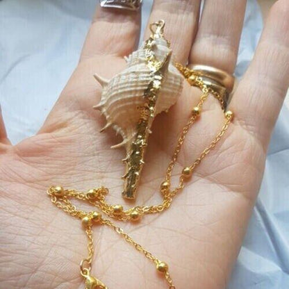Natural Conch Seashell Necklace Mermaid Jewelry Beach Nautical Gold