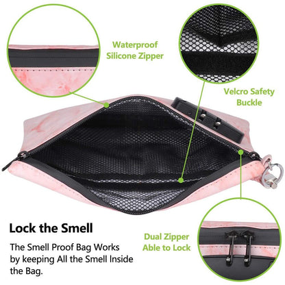 Smell Proof Bag with Combination Lock Certificates 10 x 7 inches, Pink