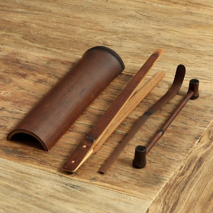 Natural Bamboo Tea Ceremony Accessories With Cloth Bag|Tea Accessories