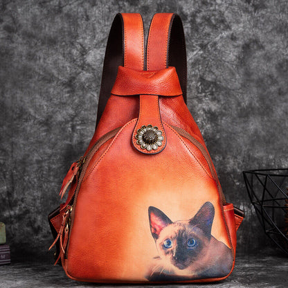 Desinger Travel Backpack, Top Cowhide Leather Women's embossed Shoulder Bag
