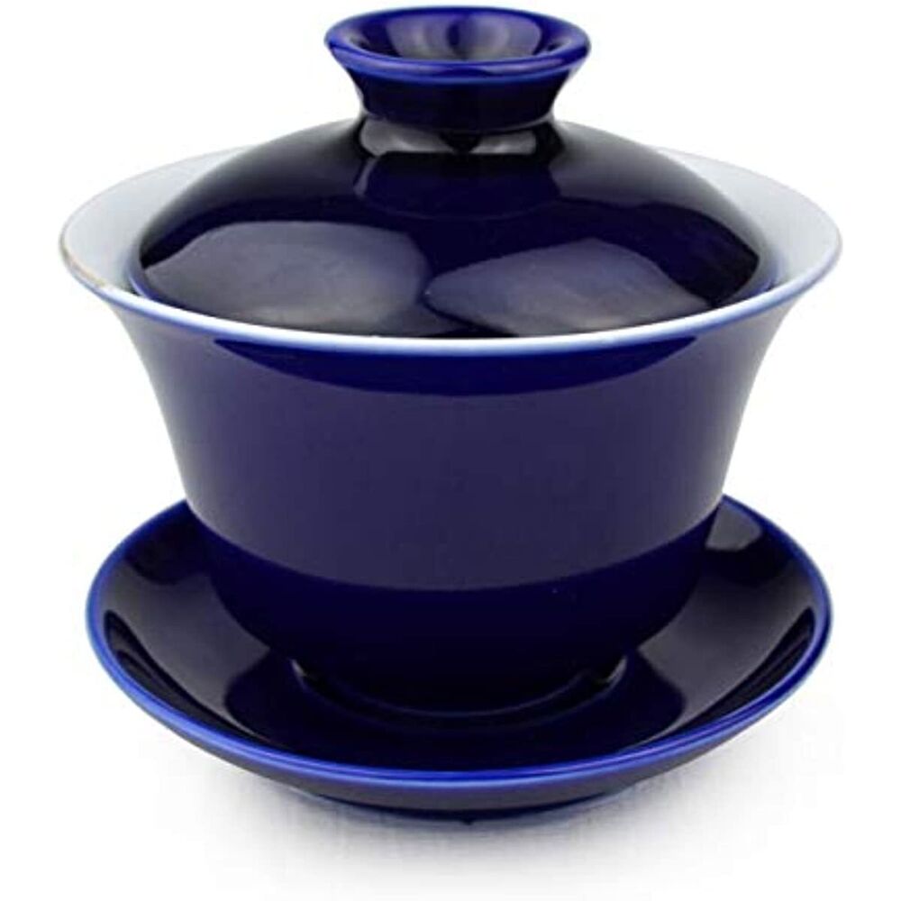 Gaiwan 5oz/150ml Blue White Porcelain Sancai Teacups Rich Peony Tureen Lid bowl