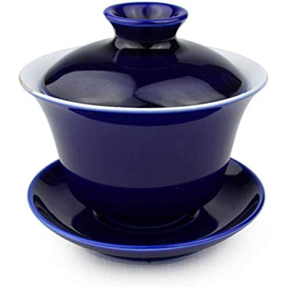 Gaiwan 5oz/150ml Blue White Porcelain Sancai Teacups Rich Peony Tureen Lid bowl