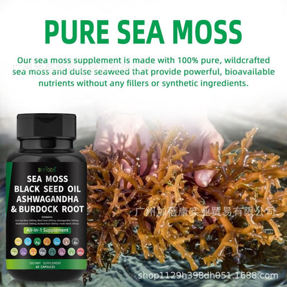 Certified Organic Sea Moss Capsules - Irish Sea Moss Bladderwrack Burdock Root