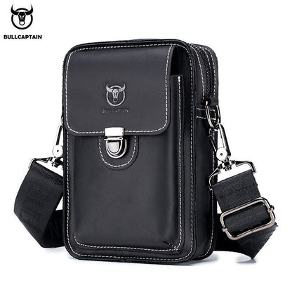 Men Genuine Leather Small Chest Shoulder Bag Waist Packs Phone Pouch
