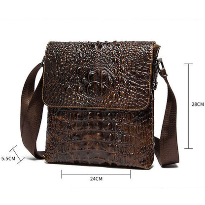 100% Cow Leather Crocodile Embossed 10" Men's Business Shoulder/Messenger bags