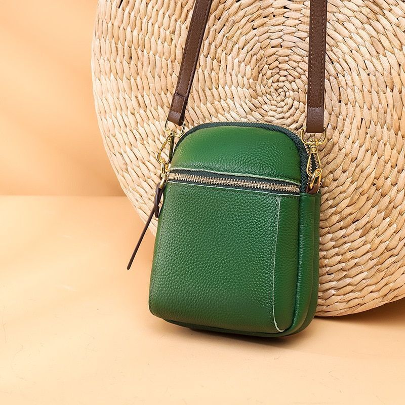 Sling Messenger Purse Handbag Genuine Leather Shell Casual Vintage Shoulder Bags