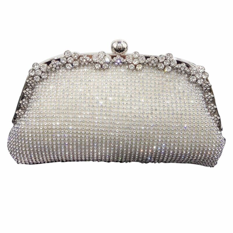 Chain Evening Bag Silver Wedding Bags Bride Women Party Handbag Clutch
