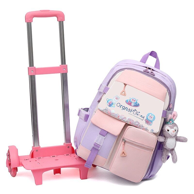 Girls Wheel School Bags Children Primary School Backpack Kids Book Bag Schoolbag
