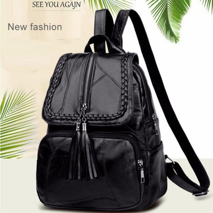 Women's Simple Backpack Travel Soft PU Leather Handbag Shoulder Bags Women Girls