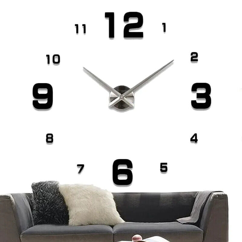 DIY Wall Clocks Modern Large Acrylic Mirror Stickers Quartz Needle Hanging Watch