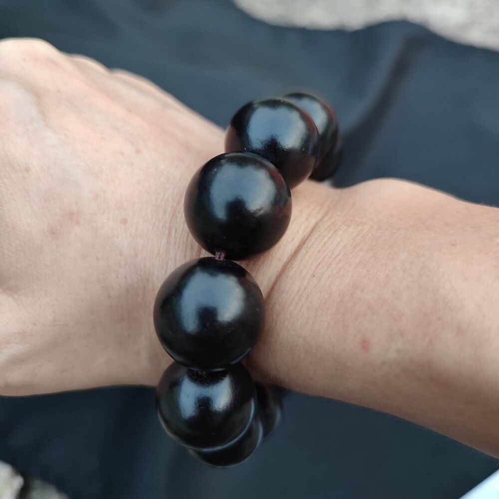 Black Buddhist Prayer Matching Mens Beaded Bracelets Anxiety Relief Wooden Gift
