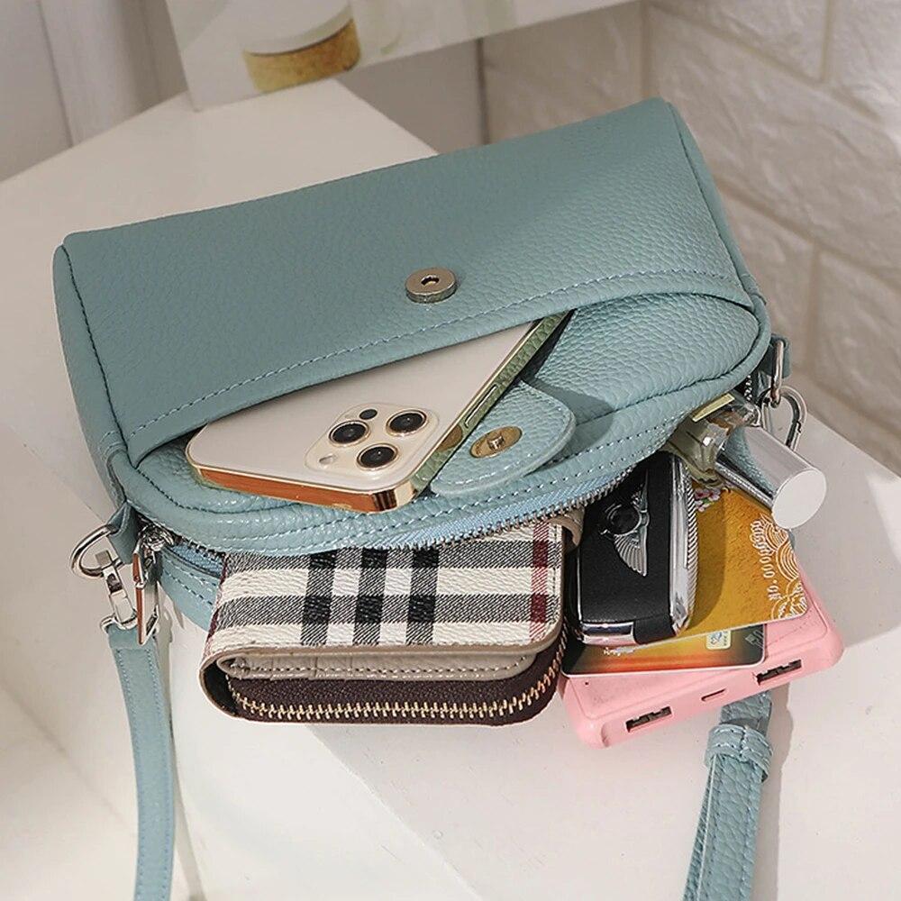 Women's Small Crossbody Bag Genuine Leather Shoulder Handbag Zip