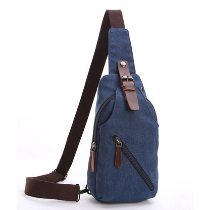 Men's Sling Backpack Canvas Crossbody Chest Bag Casual Daypack Outdoor Sport Bag