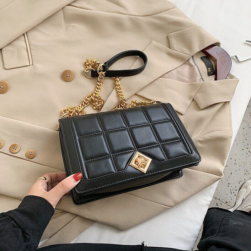 Square Bag PU Leather Women's Handbag Travel Chain Shoulder Messenger Bag