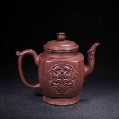 l-0Chinese Yixing Zisha Clay Handmade Exquisite Teapot （龙凤呈祥 底款：邵景南）