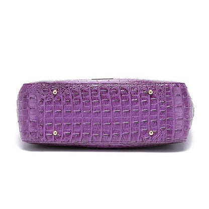 Patent Leather Women's Crocodile Handle Underarm Tote, Shoulder Party Bag Purple
