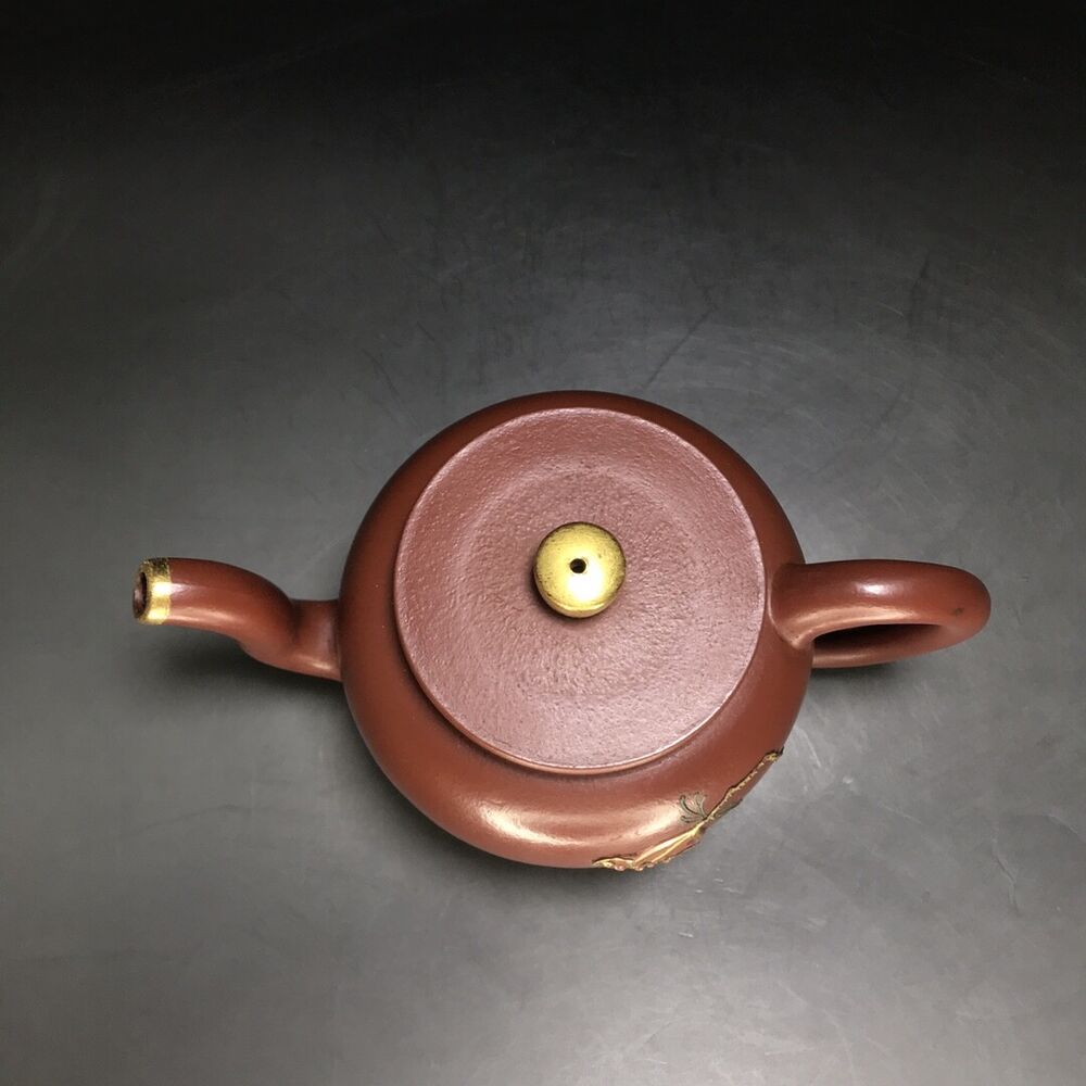 vintage chinese yixing purple clay teapot zisha ceremony carving Collectible art