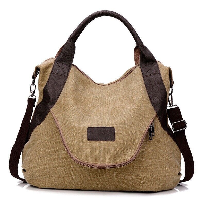 Women Ladies Large Pocket Casual Shoulder Cross body Handbags Canvas Leather Bag