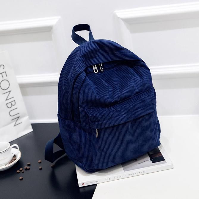 Corduroy Backpack School Bag 36*25*12cm 15inch Laptop Waterproof Traveling Purse
