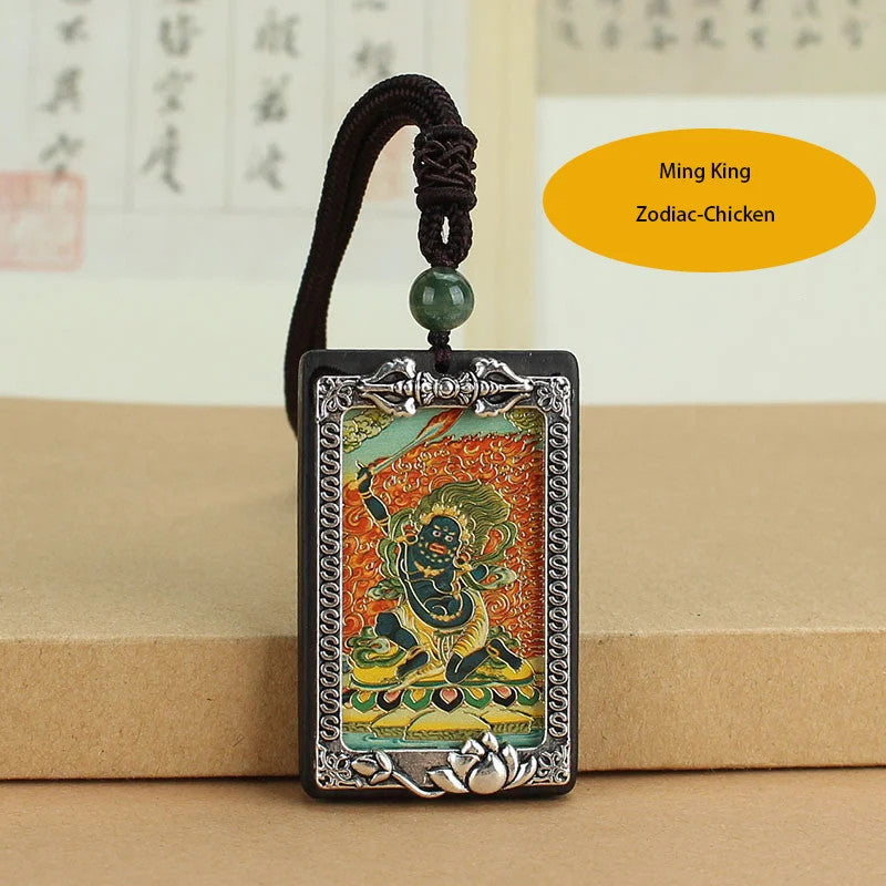 Ebony Thangka Zodiac Buddha Decorative Pendant Tibetan Religious Pendant -