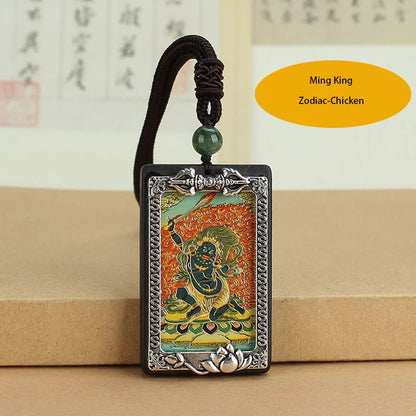 Ebony Thangka Zodiac Buddha Decorative Pendant Tibetan Religious Pendant -