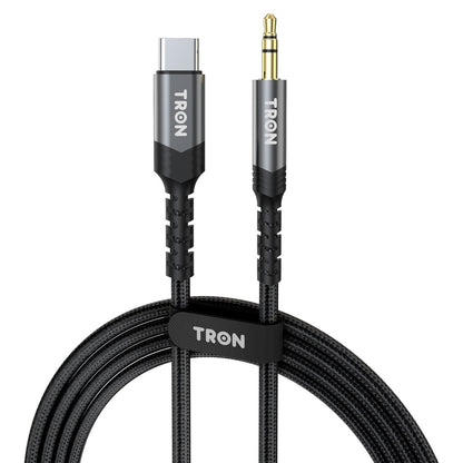 TRON Braided AUX Audio Cable (USB-C, L & Aux) – 5FT, Black