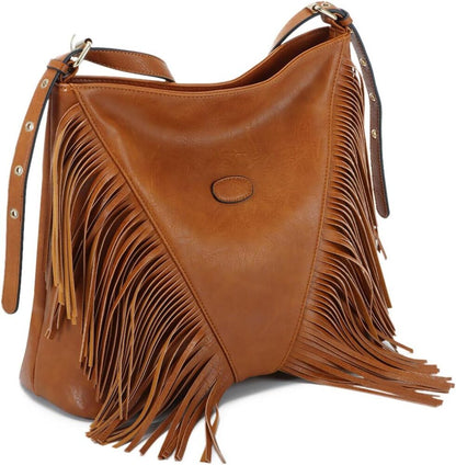 Vintage Fringe Shoulder Bags for Women Tassle Hobo Large Crossbody Purse Gift