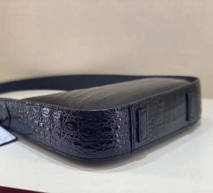 Black Real Crocodile Belly Skin Underarm Bag, New Desinger Women's Shouler Bag