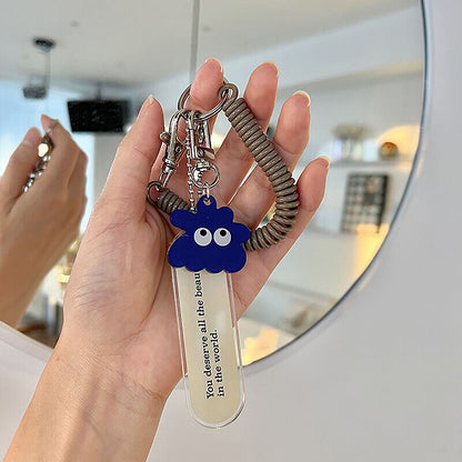 Cute Monster Acrylic Keychain Anti-Loss Spring Rope Pendant Bag Charm Decoration