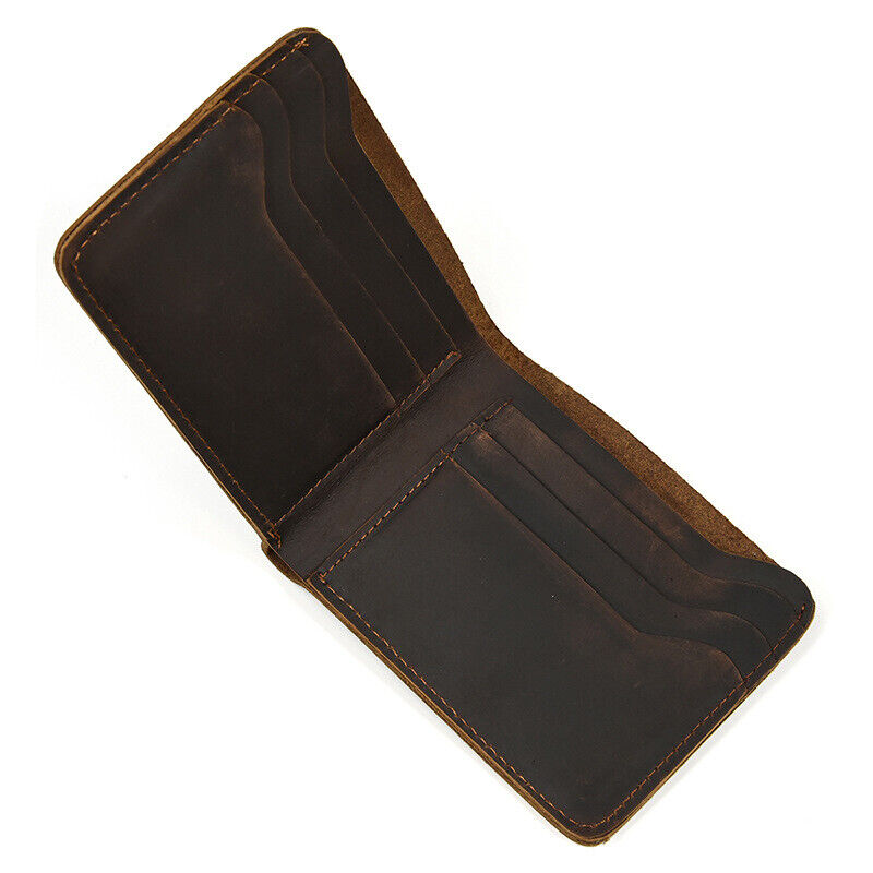 Retro Men's Real Leather Bi-fold Wallets Credit ID Card Holder Clutch Bags