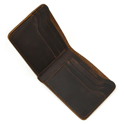 Retro Men's Real Leather Bi-fold Wallets Credit ID Card Holder Clutch Bags